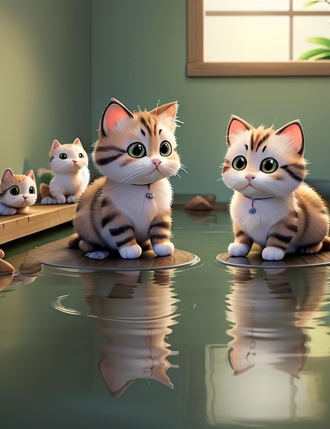 Kitten Serenity Котята наслаждаются моментом безмятежного размышления, созданного с использованием технологии искусственного интеллекта