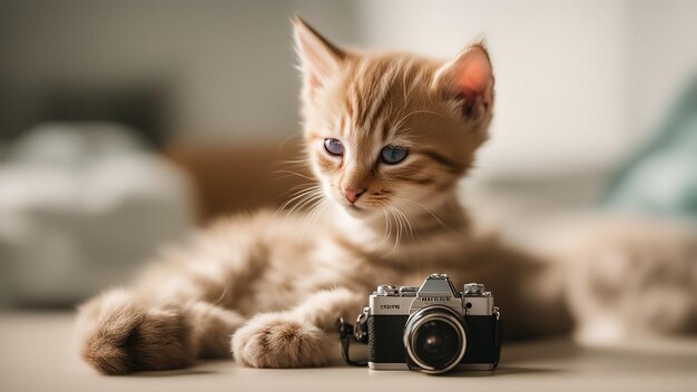 Foto un gattino che dorme con un giocattolo