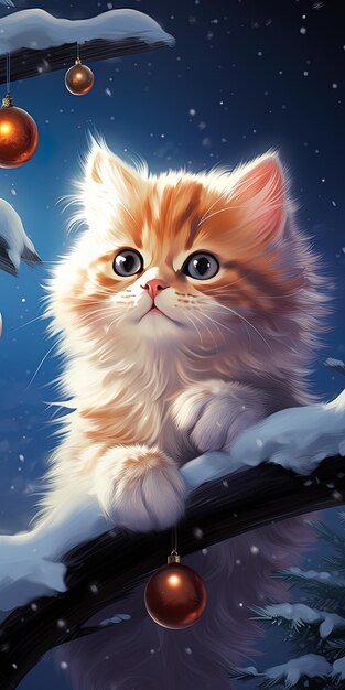 Photo a kitten that is sitting in the snow