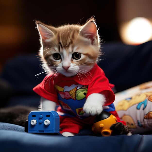 a kitten wearing a shirt that says  the name  on it