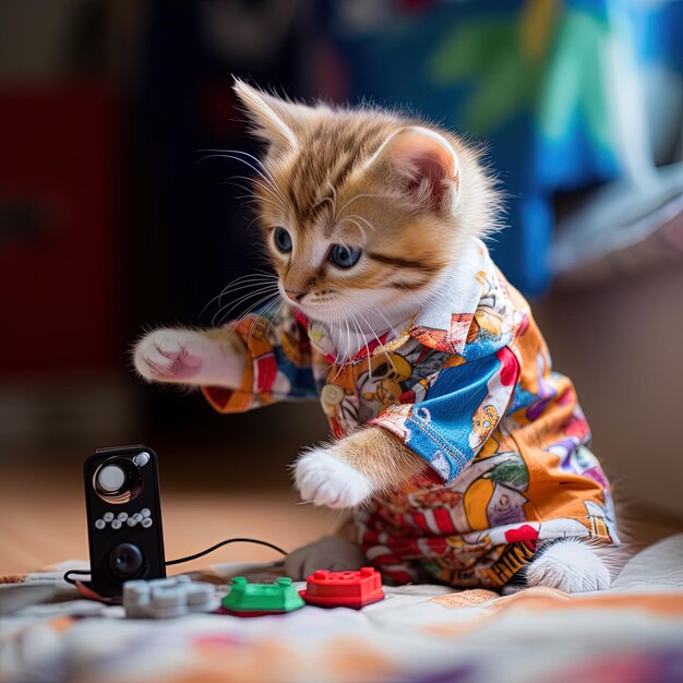 Photo a kitten wearing a shirt that says  the word  on it