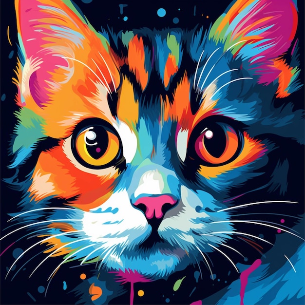 Котенок с большими глазами wpap art поп-арт сгенерирован AI