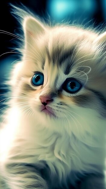 A kitten with blue eyes