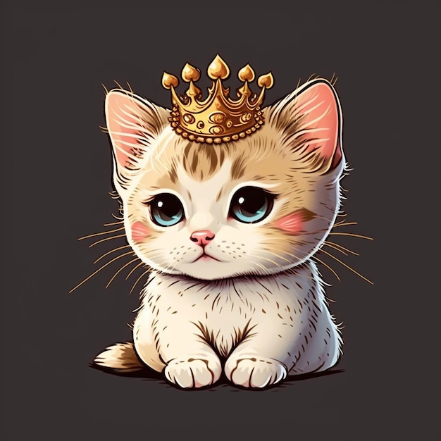 Котенок с короной на голове