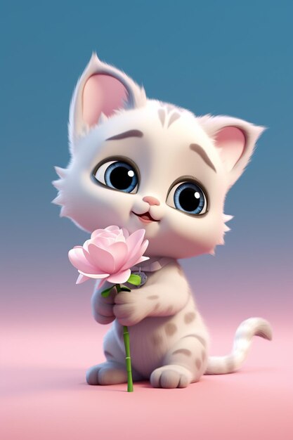 Photo kitten with flower