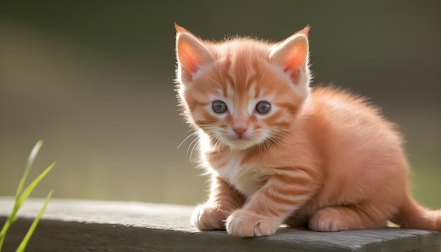 Foto un gattino con il naso rosso è seduto su un tavolo