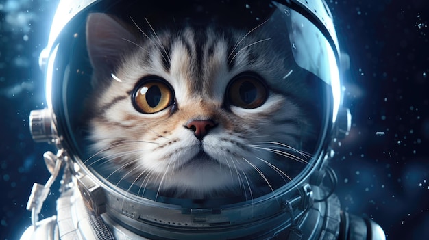 Kittens astronaut in een ruimtepak