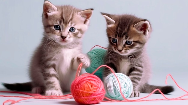 Kittens play together Generative AI