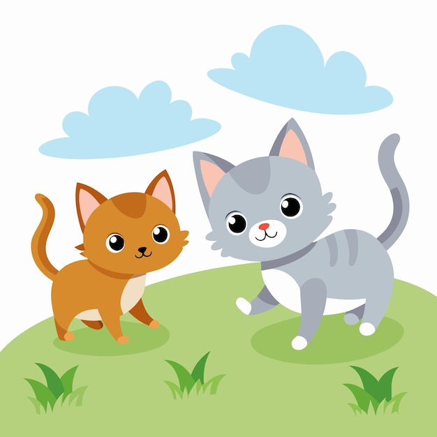 котят играют в векторную иллюстрацию