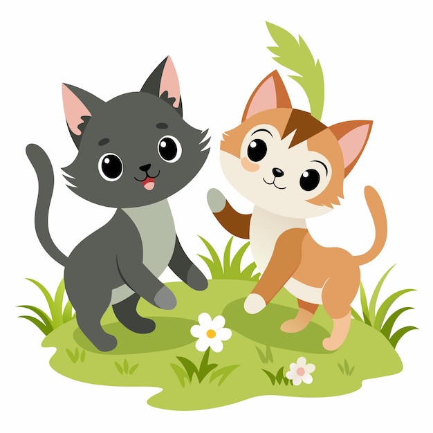 котят играют в векторную иллюстрацию