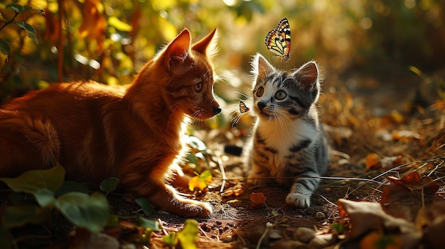 Kitty camaraderie hd 8k wallpaper stock photographic image