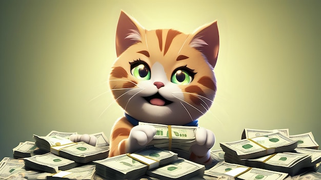 Photo the kitty has money