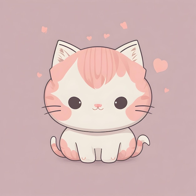 Kitty kawaii image with Minimal Detail