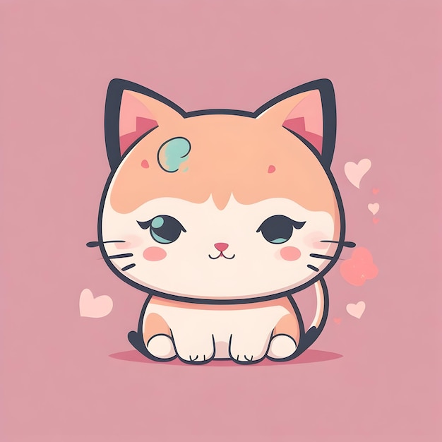 Kitty kawaii image with Minimal Detail