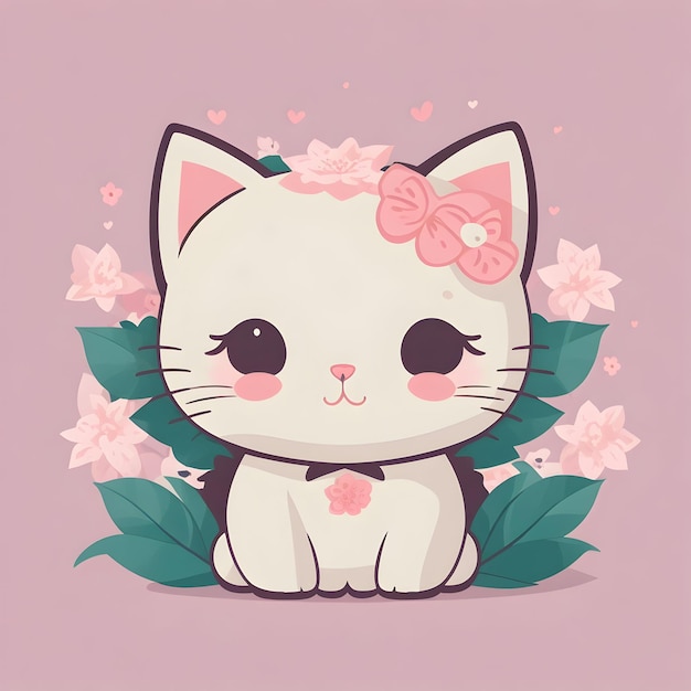 Kitty kawaii image with Minimal Detail