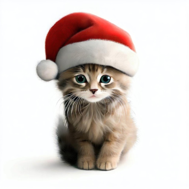 Kitty's Santa Dreams Cute Cat Illustration Generative AI