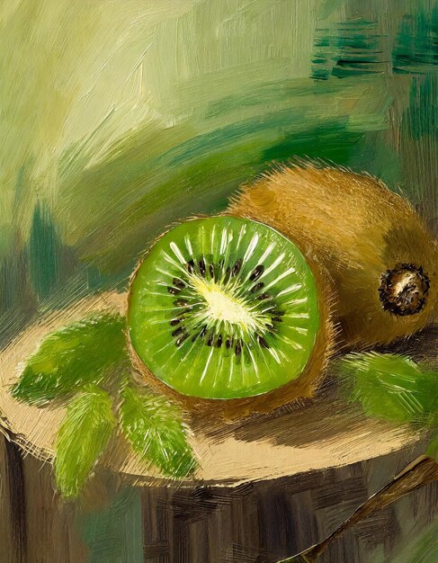 Photo kiwi abstract art painting