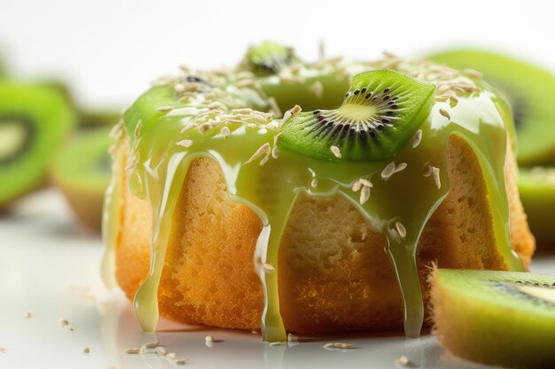 Foto torta di kiwi frutta verde pezzo di dessert torta di gelatina verde crostata di kiwi illustrazione astratta dell'intelligenza artificiale generativa