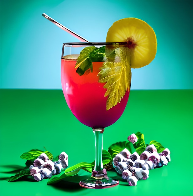 Kiwi cocktail illustration created with generative ai technology photo AI Generated