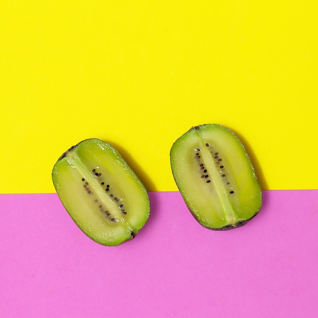 Kiwi creative fruits. Minimal flat lay.