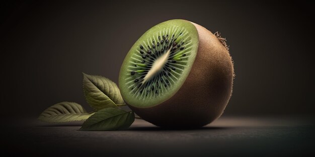 A kiwi cut in half sitting on top of a table generative AI