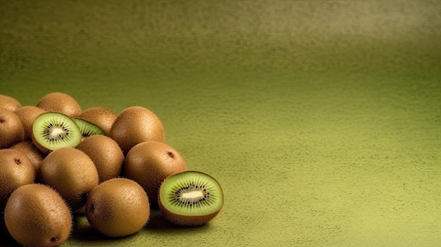 Kiwi fruit on a green background