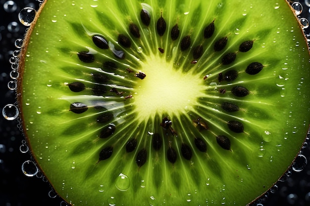 A kiwi fruit has seeds in it.