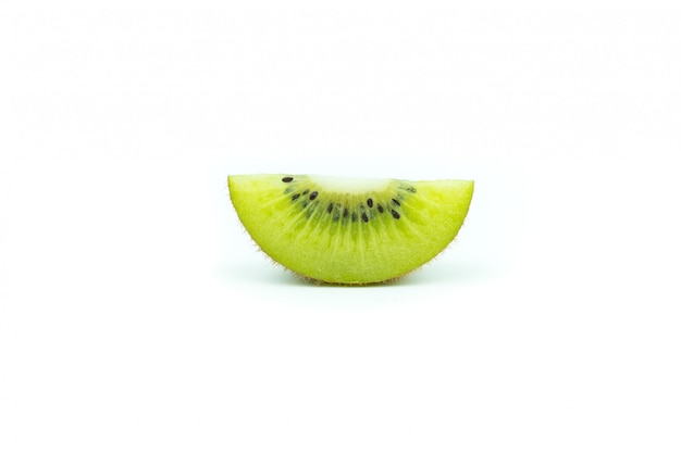 Kiwi fruit and his sliced segments isolated on white 