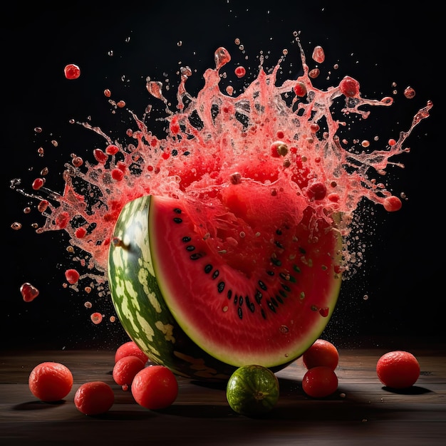 A kiwi fruit is being dropped into a water splash