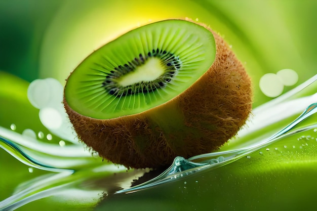 A kiwi fruit is cut into a kiwi fruit.