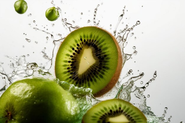 A kiwi fruit is in the water and it is in the air Generative AI