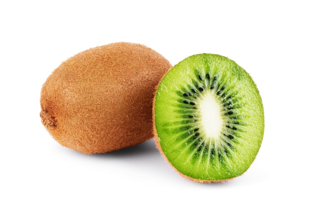 Kiwi fruit isolated on white background, macro