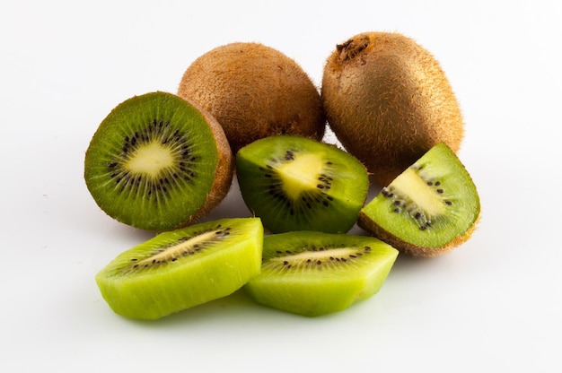 Kiwi fruit isolated on white background macro