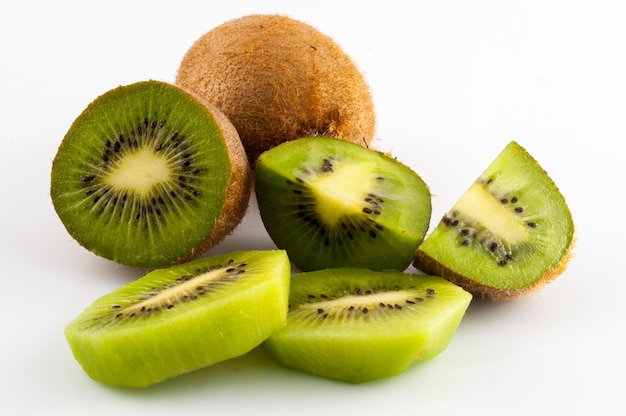 Kiwi fruit isolated on white background macro