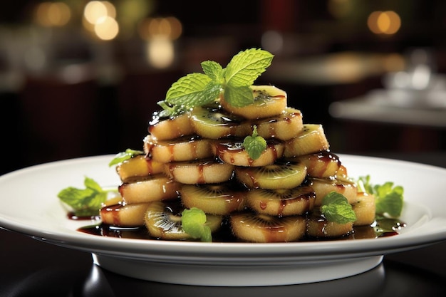 Kiwi fruit served as a side dish or accompaniment to a main course