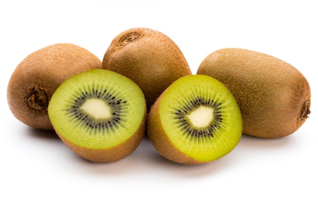 Kiwi fruit and sliced isolated.