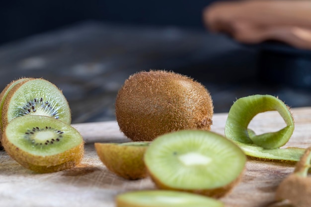 Kiwi fruit washed and cut into pieces