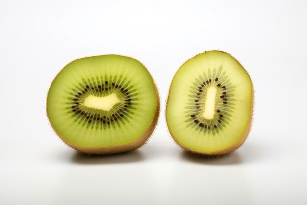 Kiwi fruit with cut in half isolated on white background