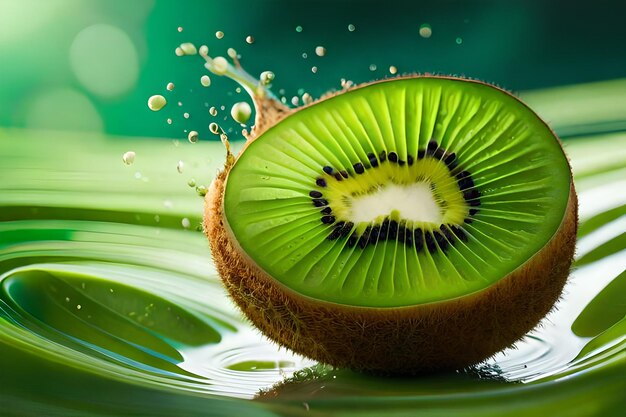 A kiwi fruit with a heart in the center