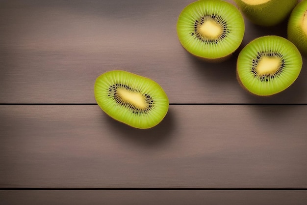 Kiwi fruit on a wooden table