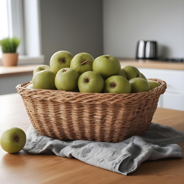 Photo kiwi full basket on kitchen table