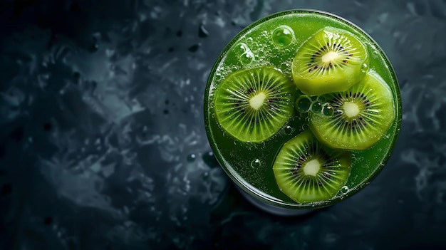 Foto succo di kiwi in un bicchiere