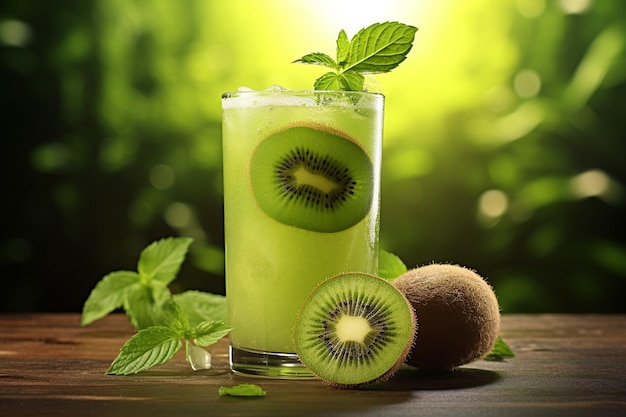 Kiwi juice with a sprinkle of basil for added flavor