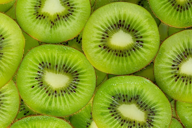 Kiwi MacroKiwi fruit patroon Gezonde voeding achtergrond overhead