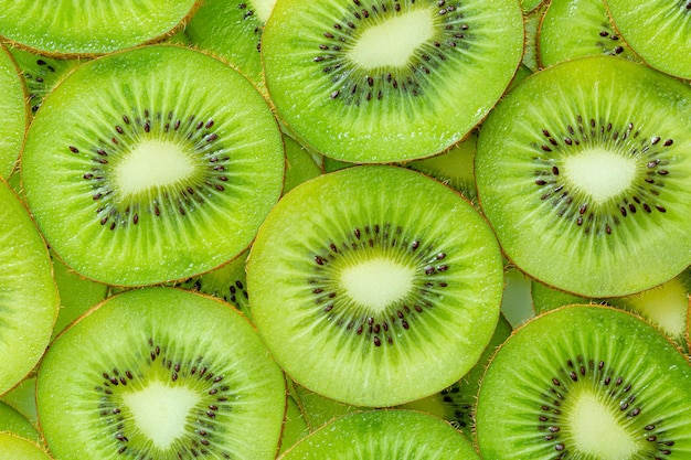 Kiwi MacroKiwi fruit patroon Gezonde voeding achtergrond overhead