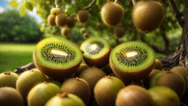 Kiwi's in de tuin klaar om te oogsten