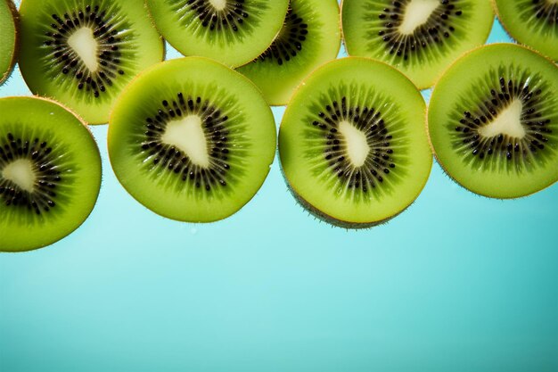 Kiwi slices on a green backdrop promoting a healthy eating lifestyle