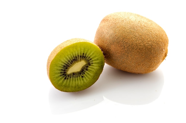 Kiwi slices on white background