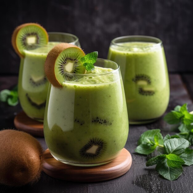 Kiwi smoothie with kiwi on the top