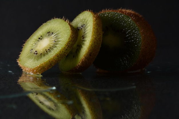 Kiwi in water with bubbles